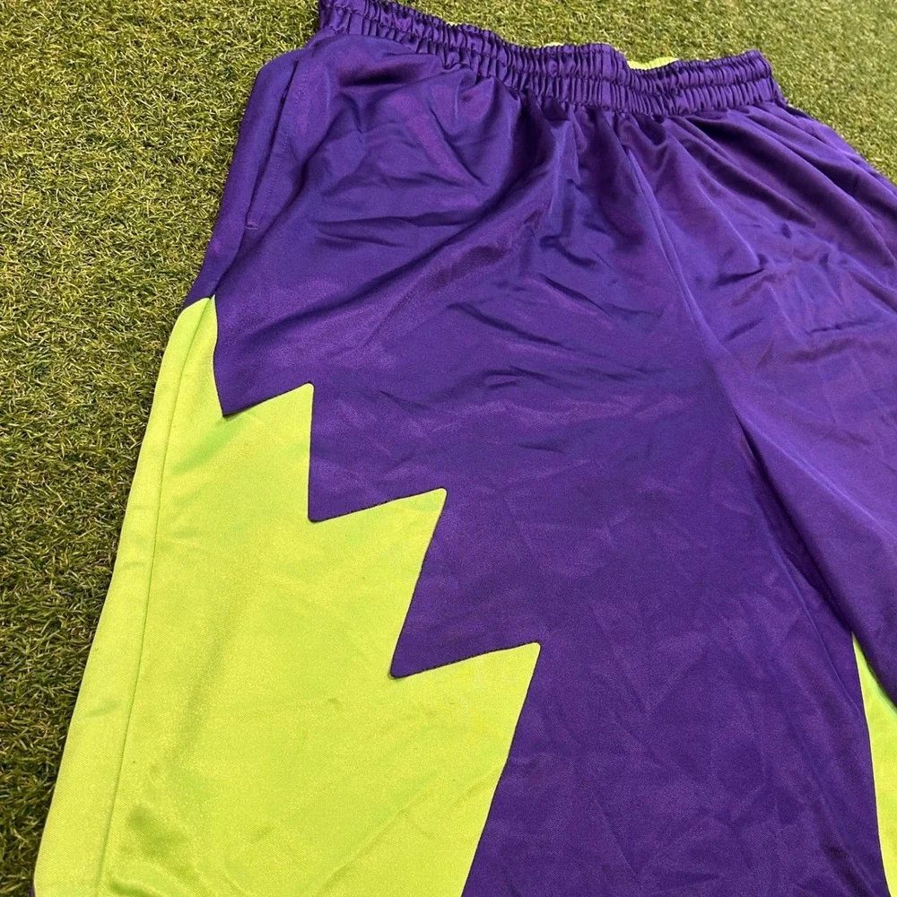 Jordan Mens XL Basketball Shorts Purple Neon Green Jumpman Geometric Athletic